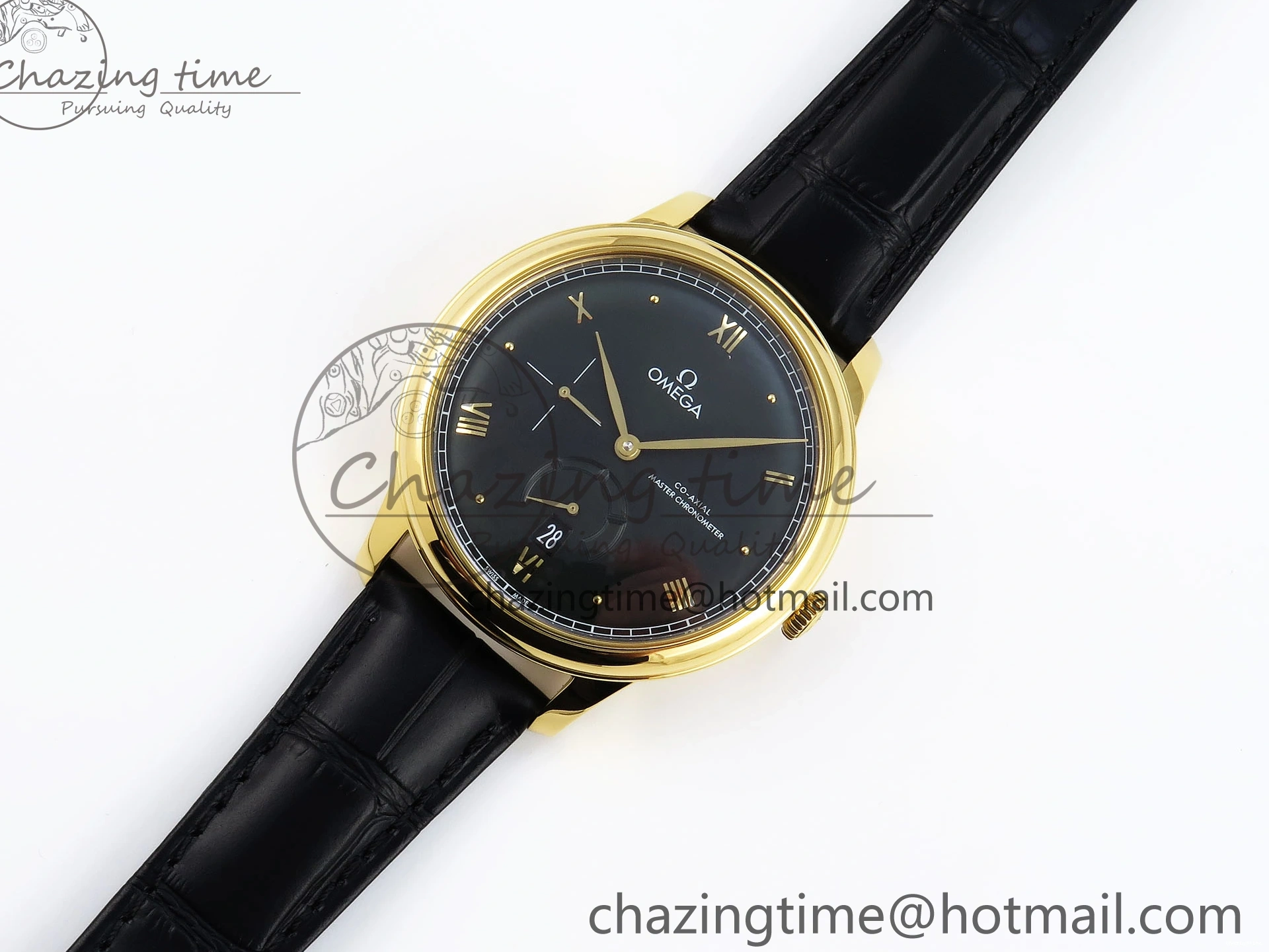 0501 WeatherProof De Ville Power Reserve YG MKF 1:1 Best Edition Black Dial on Black Leather Strap A 7758